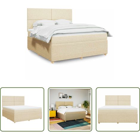 vidaXL Taschenfedern - Boxspringbett mit Matratze Creme 180x200 cm Stoff (1/5)