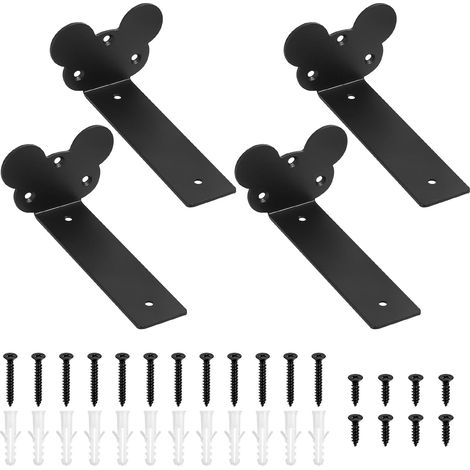 Supporto mensola Staffe supporto set 4 pezzi 150 mm Nero (1/5)