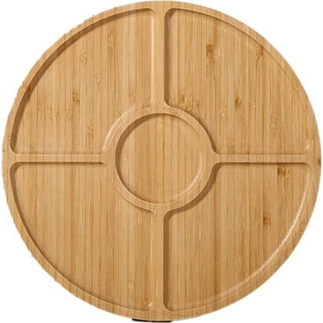 rundes Serviertablett, natürliche Holzmaserung sichtbar, schlichtes Design, für Küche/Wohnzimmer, zur Aufbewahrung von Speisen und als Dekoration (1/5)