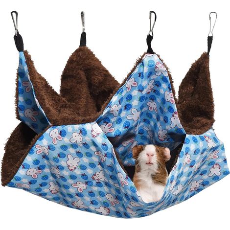 Hamac à 3 couches pour petits animaux, lit douillet pour hamsters, furets et perroquets - Accessoire idéal pour cage (1/5)