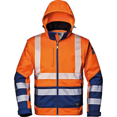SIR SAFETY SYSTEM SOFTSHELL STARMAX Veste de travail haute visibilité orange et bleu Taille L