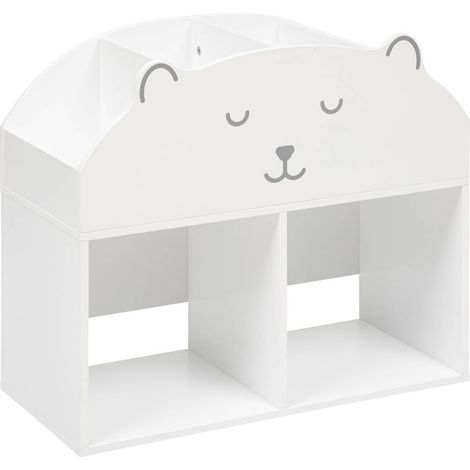 Contenitore in legno con orsetto 56x30cm bianco - Atmosphera créateur d'intérieur