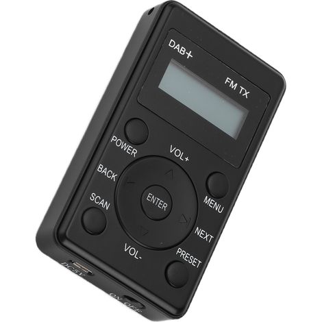 Récepteur radio numérique portable de poche DAB/DAB+ compatible FM, son clair, pour voiture avec écouteurs. (1/5)