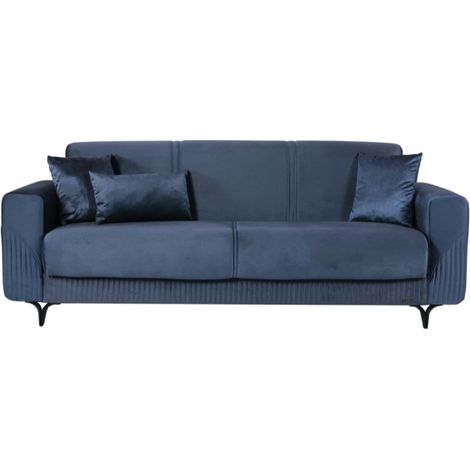 Divano letto tre posti in tessuto blu - Cairano (1/5)