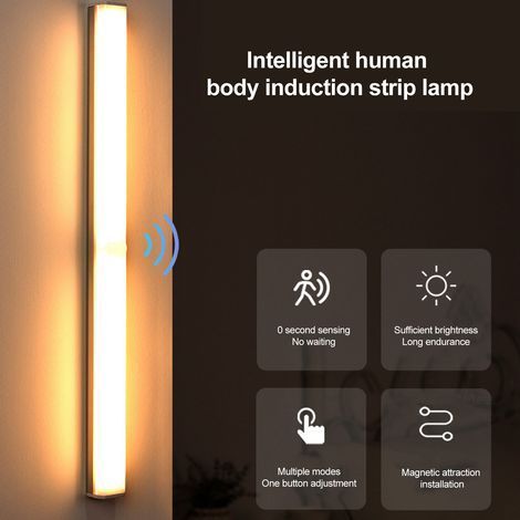 Intelligenter LED-Lichtstreifen mit Bewegungsmelder, kabellos wiederaufladbar, für Kleiderschrank und Garderobe. (1/5)