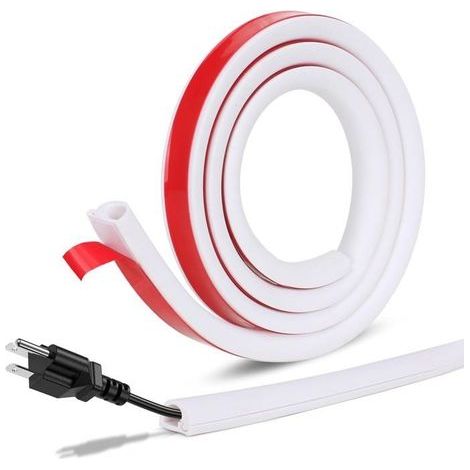 Gaine de câble extérieure autocollante en PVC,Gaine de câble découpable - Blanc - Ignifuge - Double couche épaisse Pour maison,1m (1/5)