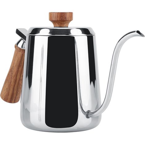 Cafetière à filtre en acier inoxydable 304 avec poignée en bois et long bec verseur en col de cygne (350 ml) (1/5)