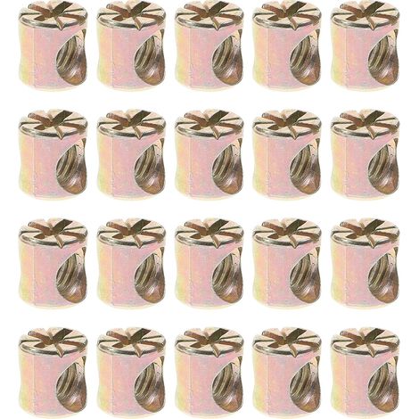 Lot de 20 écrous filetés pour meubles, cylindriques fendus (1/5)