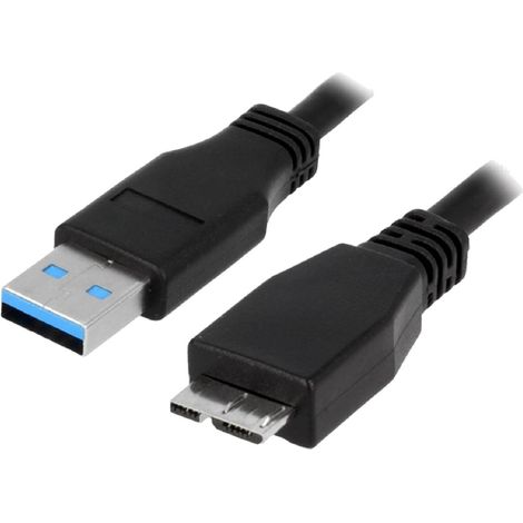 Cable USB 3.0 USB A male USB B micro prise male 1m - Noir