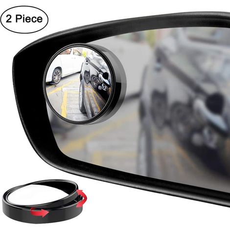 Rétroviseur d'angle mort 360° réglable, lot de 2 miroirs convexes ronds HD en verre et ABS, fixation adhésive pour voiture (1/5)