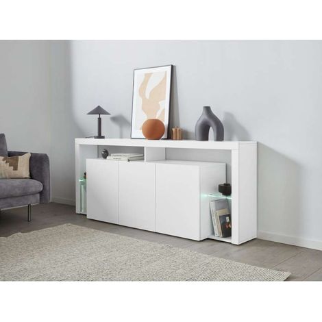 Web Furniture Credenza Essential Sideboard 3 Ante 200 Bianco Laccato - 200x40x80 - Arredo Moderno (1/5)