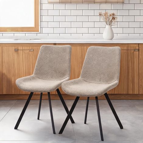 Paire de chaises pivotantes en tissu beige et métal pour salle (1/5)