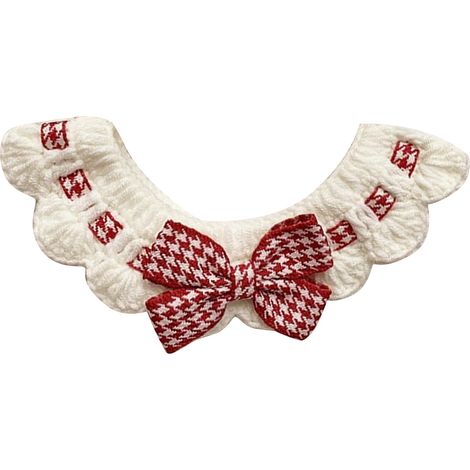 Pet Collar Cute Bow Decor Cat Dog Bib Wool Knitted Pet Collar for Decoration Photography Red L (30‑35cm) (1/5)