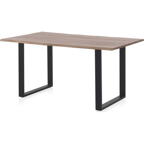 Table de repas acacia massif naturel pieds métal noir élégant - bois naturel acacia et noir mat (1/5)
