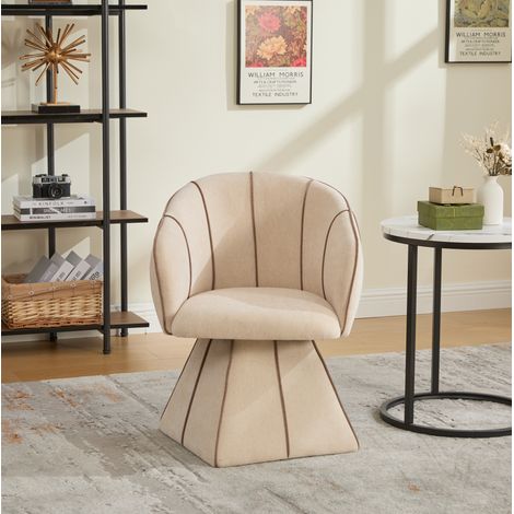 Fauteuil pivotant en chenille camel 56 x 54 x 74,5 cm avec dossier haut (1/5)