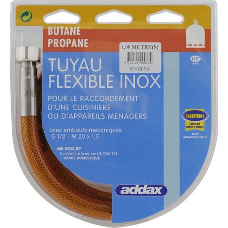 Gas Schlauch addax inox butane propane 100 cm 200 mbar
