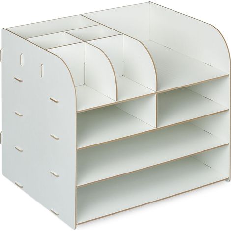 Organizer da scrivania moderno con 10 scomparti dimensioni 27,5 x 32,5 x 25 cm in MDF nero 130012132