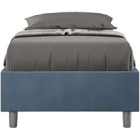 Letto singolo senza rete imbottito 80x190 microfibra blu Azelia (1/4)