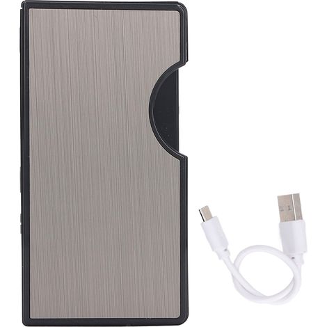 Étui à cigarettes et briquet rechargeable USB, coque en aluminium haute résistance, porte-cigarettes avec briquet électronique noir brossé (1/5)
