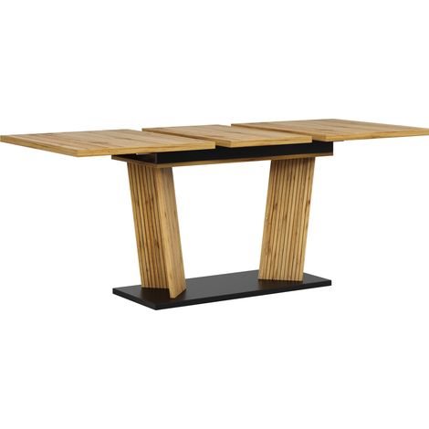 Ausziehbarer Esstisch 120-160 x 80 x 76 cm in Eichenoptik mit Metallgestell (1/5)