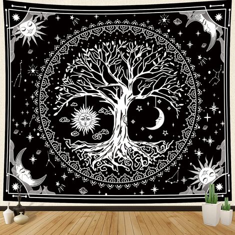 Tapisserie Murales Arbre de Vie Tenture Murales Hippie Bohémien Aesthetic Tenture Murale Décoratives (1/4)