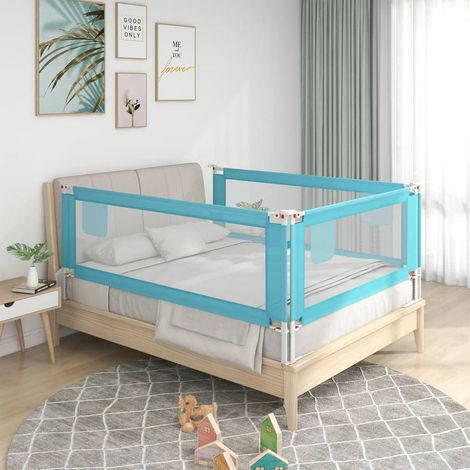 Barrière de sécurité de lit, Garde-corps pour lit pour la prévention des chutes d'enfant Bleu 180x25 cm Tissu NKK48096 (1/5)