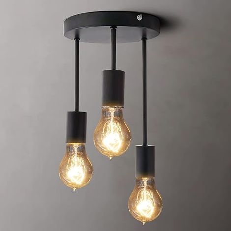 Retro Ceiling Light, 3 Sockets for 60W Max Bulbs, Industrial Metal Retro Pendant Light Vintage Pendant Light (1/5)