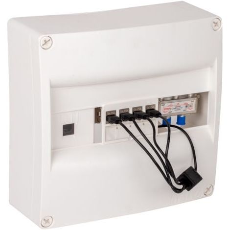 Coffret de communication RJ45 Grade 1 – 4 connecteurs CAT6 – Répartiteur TV 4 sorties coaxiales – Saillie IP30 – Nalto (1/2)