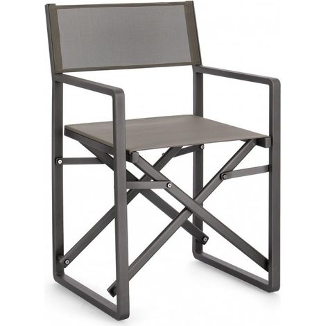 Sedia da regista "Konnor" struttura in alluminio, seduta in textilene, ideale per giardino -Antracite (1/5)