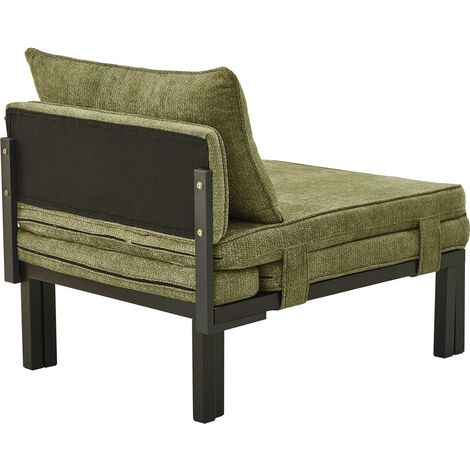 Canapé-lit pliant 1 place en velours vert avec ports USB/Type-C, fauteuil convertible extensible avec coussin, idéal petit espace, bureau ou chambre - CHICFURN (1/5)