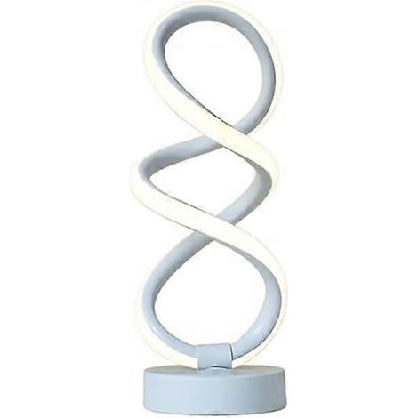 Lampe de table salon/bureau/chevet moderne minimaliste, 1 pièce, blanche, intensité variable 3 niveaux, USB, spirale 8 (1/3)