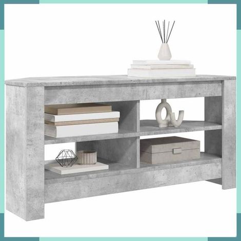 Meuble TV d'angle - 889778 - Gris béton - Bois d'ingénierie - 2 étagères (1/5)