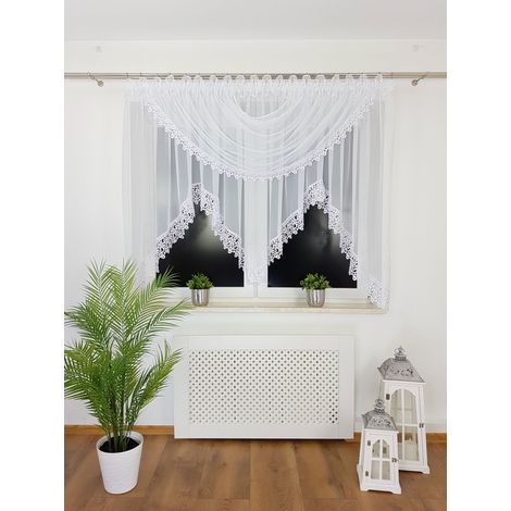 Cortina con lambrequín y encaje guipur floral de 15 cm. (1/5)
