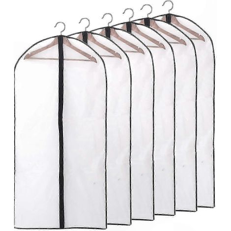 Schützende Kleidersäcke, 12er-Set, 60 x 120/100 cm, transparente Hüllen für Anzüge und Mäntel, lange Aufbewahrungsmöglichkeiten für Kleiderschränke (1/4)