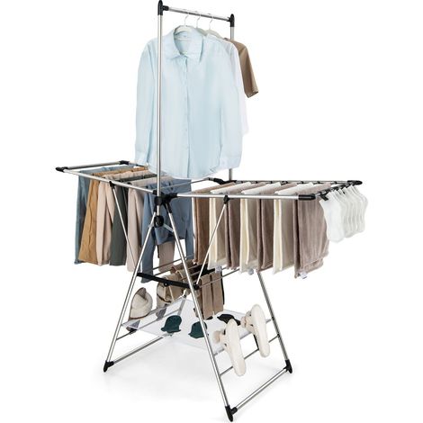Clothes Drying Rack Aluminum Gullwing Style Rack with 6-Level Adjustable Height (1/5)