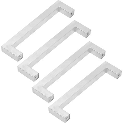 Set mit 4 silberfarbenen Edelstahlgriffen für Schubladen, Schränke, Holztüren und Glastüren – Modell 12x12x160 mm (1/5)