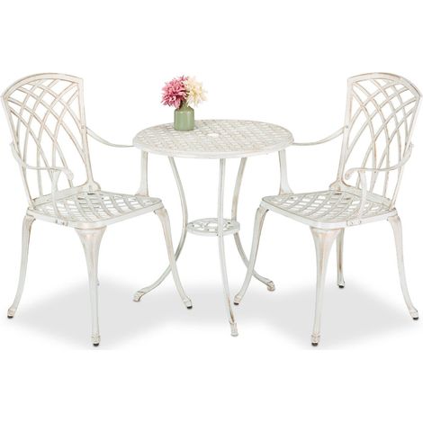 Bistro set fur den auenbereich vintage design 3 teilig