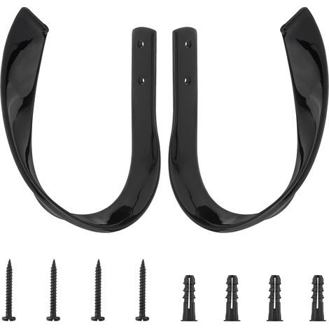 Crochets de rideaux, crochets muraux en aluminium en forme de U avec vis et chevilles pour décoration intérieure (2, noir) (1/5)