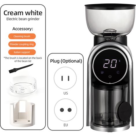 Moulin à grains de café à fraises coniques pour expresso/presse française, moulin électrique réglable à écran tactile avec 25 réglages de mouture précis, minuterie de sélection de 2 à 14 tasses, suppo (1/4)