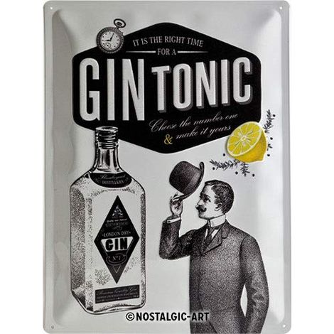 Nostalgic-Art Targa Vintage Gin Tonic – Idea Regalo per Amanti dei Cocktail, in Metallo, Design Retro per Decorazione, 30 x 40 cm (1/4)