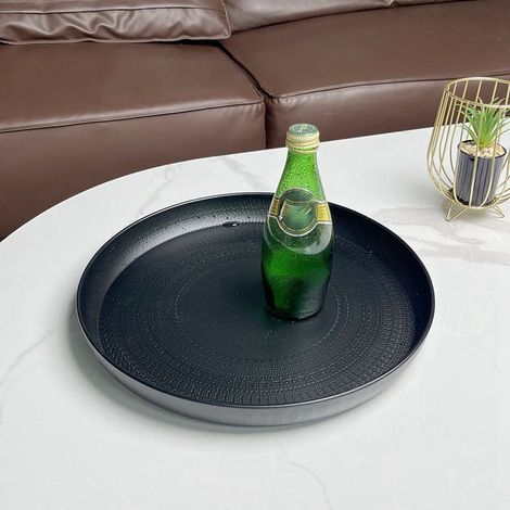 Tray Ronde - 33 cm - En Fer - Pour Table À Café, Décoration Intérieure, Bijoux Ou Bougies - 1 Pièce (1/5)