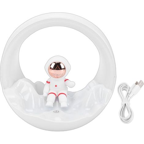 Veilleuse spatiale rechargeable par USB, lampe de bureau à intensité variable, joli décor de pièce pour salle de bain, salon, blanc (1/4)