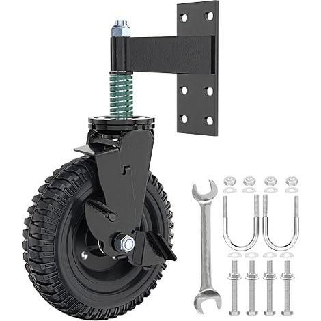 Roue de portail de clôture 20 cm pour portail en tube métallique Charge maximale unique 275 kg Ressort rotatif à 360 ° Amortissant les chocs avec vis et clé (1/5)