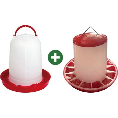 Abreuvoir 8L + Mangeoire 9kg - avec poignée (1/5)