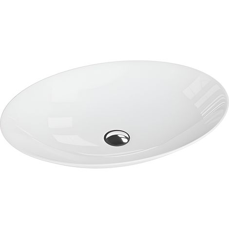 Vasque à poser LAVITA Vasque à poser élégante et compacteProduit en porcelaine de haute qualité ovale 50x36x8,5 cm  Blanc brillant