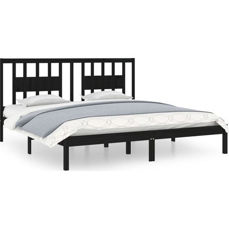 Maison Exclusive - Massivholzbett Schwarz Kiefer 200x200 cm