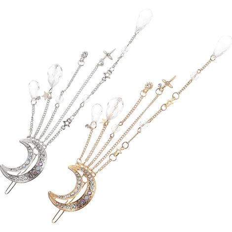2 Stück pack Haarnadeln mit Mondform aus Legierung Kreative Haarschmuck für Damen Hält Haare Fest für Romantische Anlässe und Brautfrisuren (1/5)