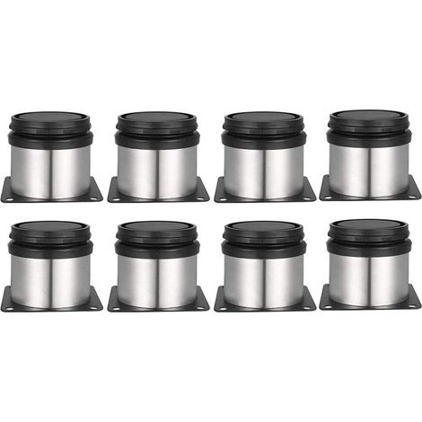 Ahlsen 8 pièces Pieds de Meubles Réglables, Ronds Métal Acier Inoxydable Cabinet Jambe Table Pieds Pied d'armoire Hauteur ajustable Pour Canapé, Table, Armoires, éTagèRes 50 mm (1/5)