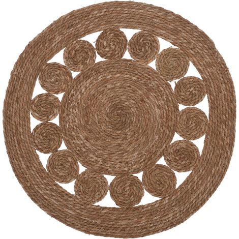 Tapis Rond Tressé en Jute Motifs Cercles - d80cm (1/2)