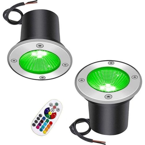 2PCS Spot Encastrable LED Exterieur, Mando A Distancia Inalámbrico Foco Jardin, RGB Luces Outdoor Suelo Empotrables 12V/24V Foco De Jardín De Color por Patio, Jardín LED Spotlight(6W(12V)) (1/5)